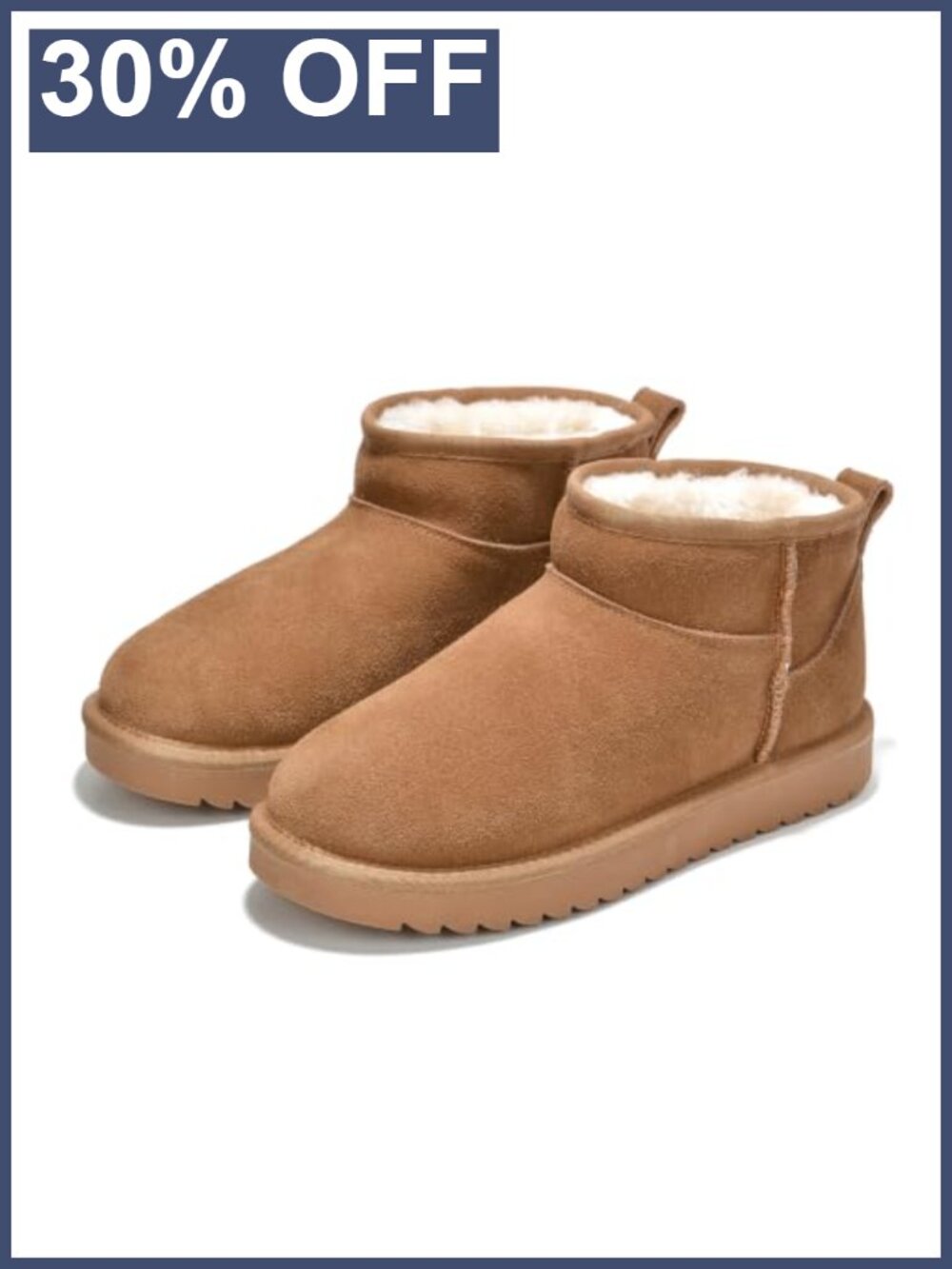 Genuine Leather Ankle Boots Fur-Lined Water-Resistant Winter Booties for Women